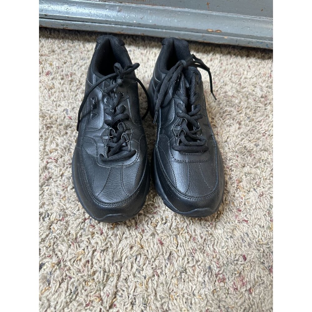 Fila Mens Black Leather Walking Shoes 11‎ Lightweight Comfort Lace-Up work shoe